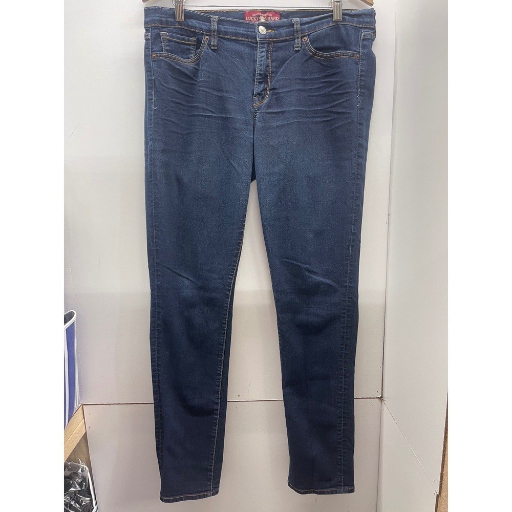 Lucky Brand Charlie Skinny Jeans Dark Wash Blue Denim Womens 16/33 Long
